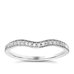 18ct White Gold 0.10ct Diamond Set Shaped Band