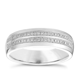 9ct White Gold 5mm 0.10ct Diamond 2 Row Band