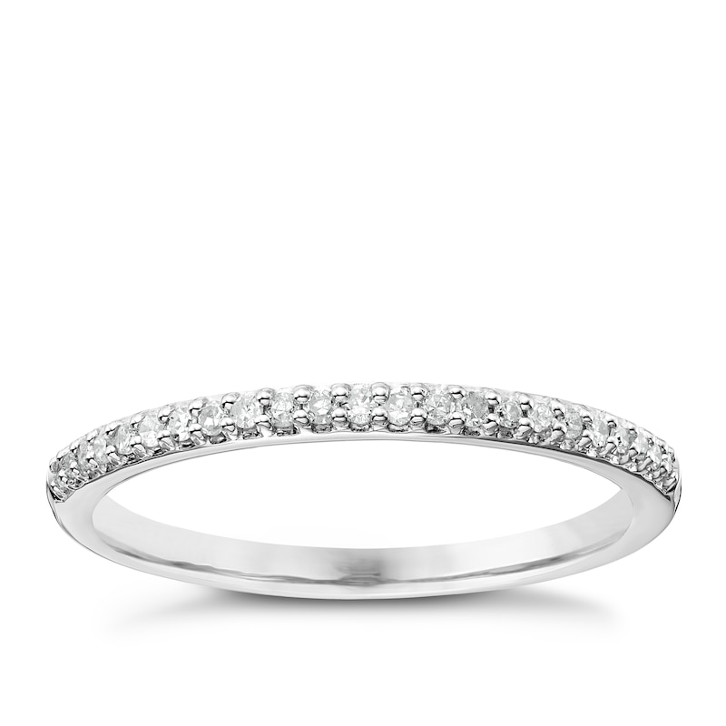 Main Image 1 of Platinum 0.10ct Diamond Claw Set Straight Band