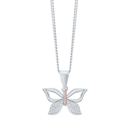 Sterling Silver & Rose Gold Plated Butterfly Pendant