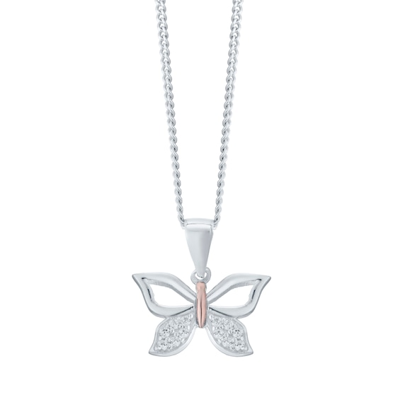 Sterling Silver and Rose Gold Plated Butterfly Pendant