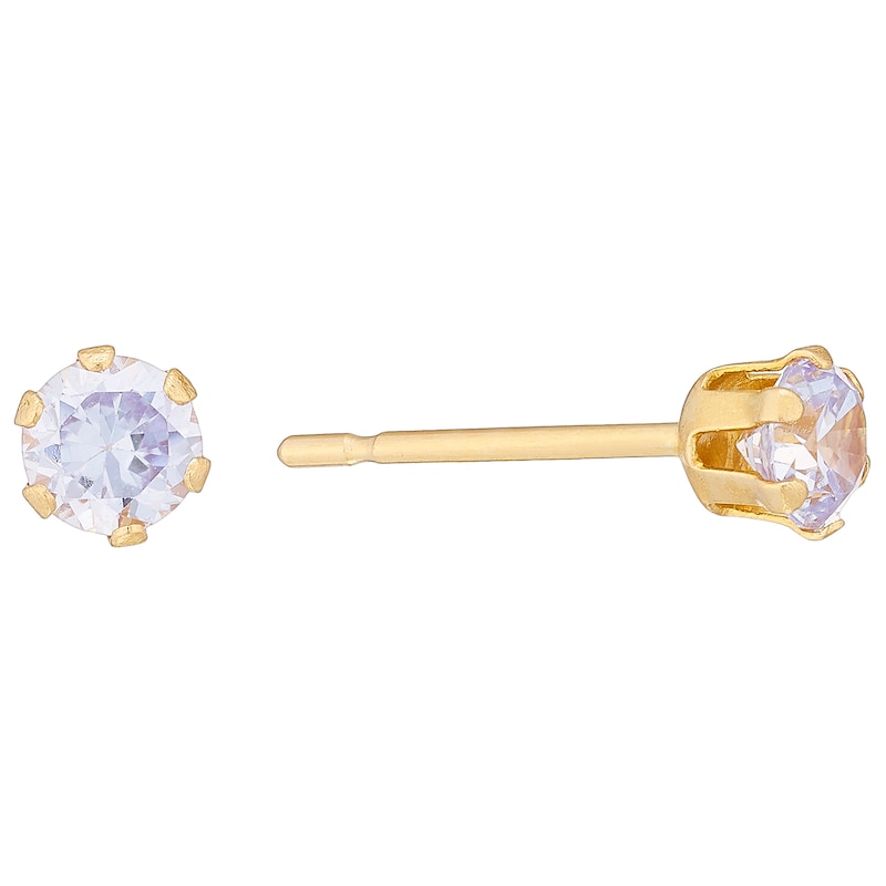 Main Image 1 of 9ct Yellow Gold Cubic Zirconia 3mm Stud Earrings