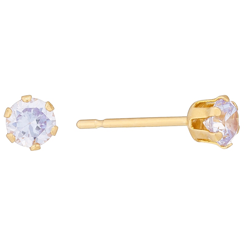 9ct Yellow Gold Cubic Zirconia 3mm Stud Earrings