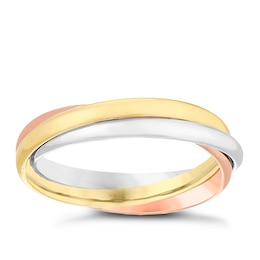9ct Yellow Gold 3 Colour Russian Wedding Ring