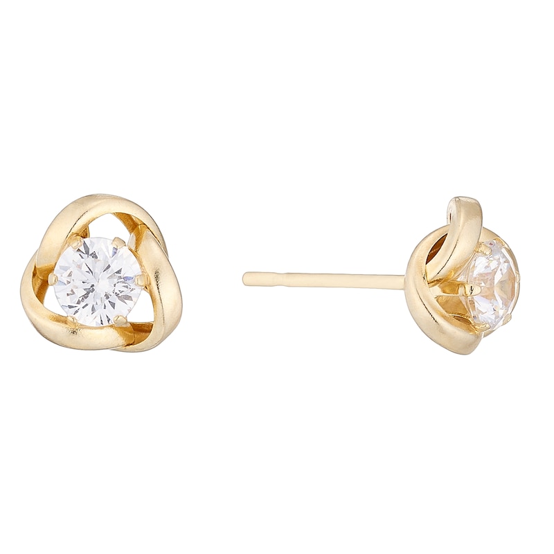 Main Image 1 of 9ct Cubic Zirconia Knot Stud Earrings