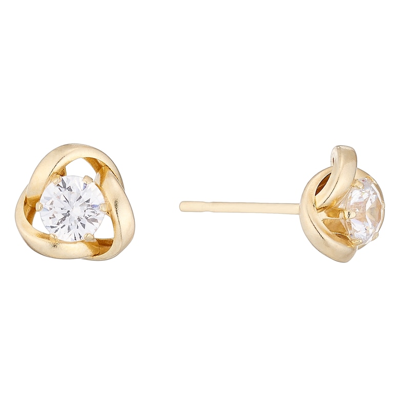 9ct Cubic Zirconia Knot Stud Earrings