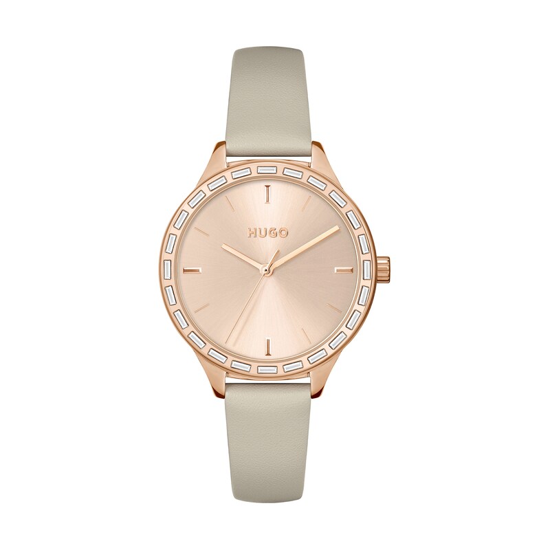 HUGO #FLASH Ladies Beige Leather Strap Watch