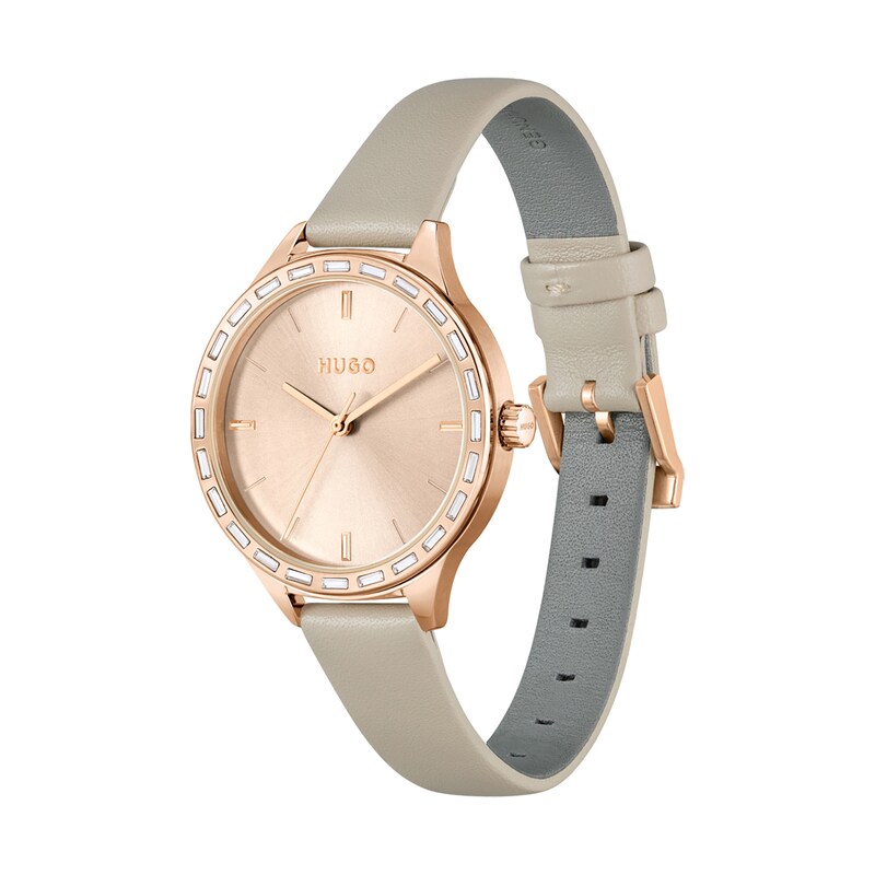 HUGO #FLASH Ladies Beige Leather Strap Watch