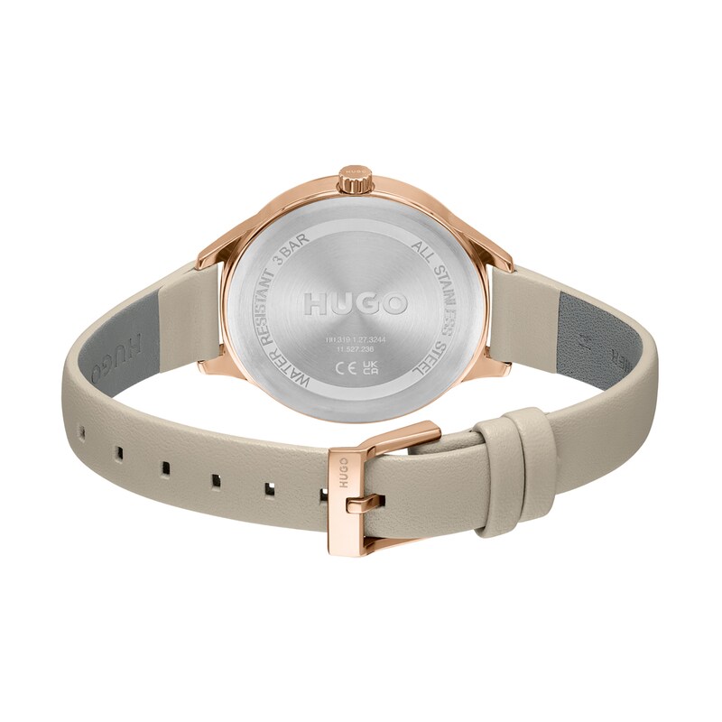 HUGO #FLASH Ladies Beige Leather Strap Watch