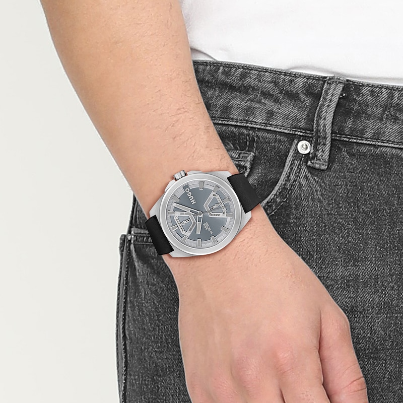 Main Image 4 of HUGO #EXPOSE Men's Leather Strap Watch