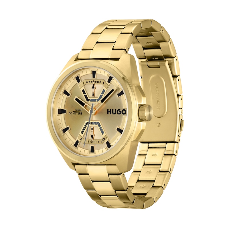 HUGO #EXPOSE Men's Gold Tone Bracelet Watch