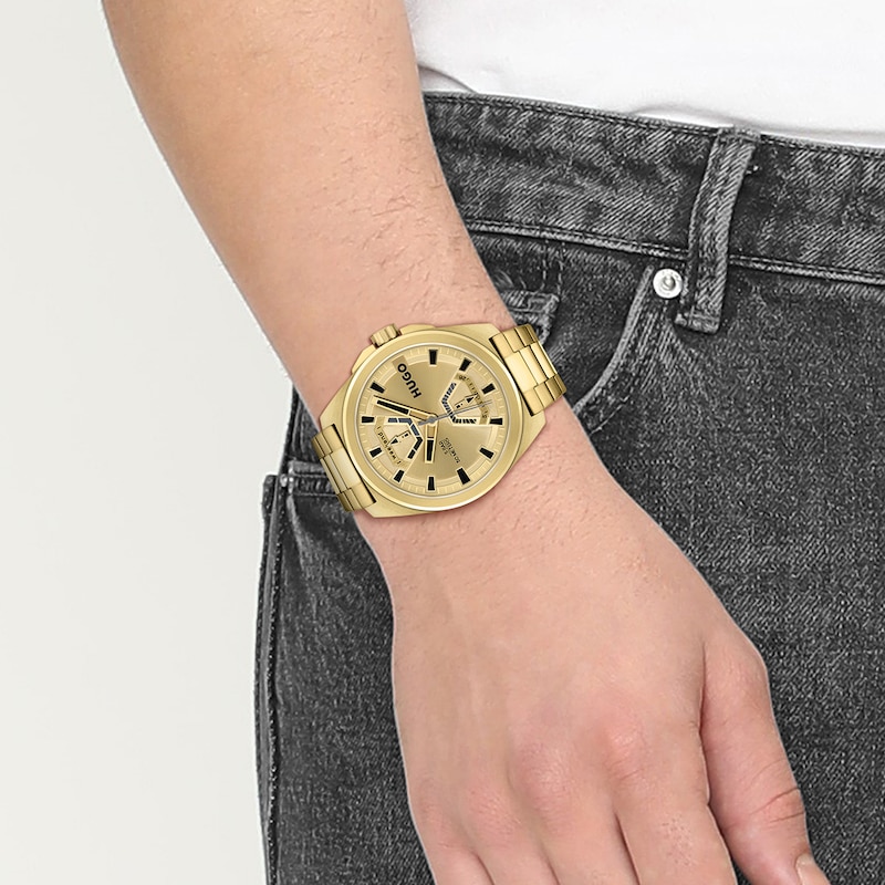 HUGO #EXPOSE Men's Gold Tone Bracelet Watch