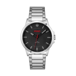 HUGO #FIRST Men's Black Dial Stainless Steel Bracelet Watch
