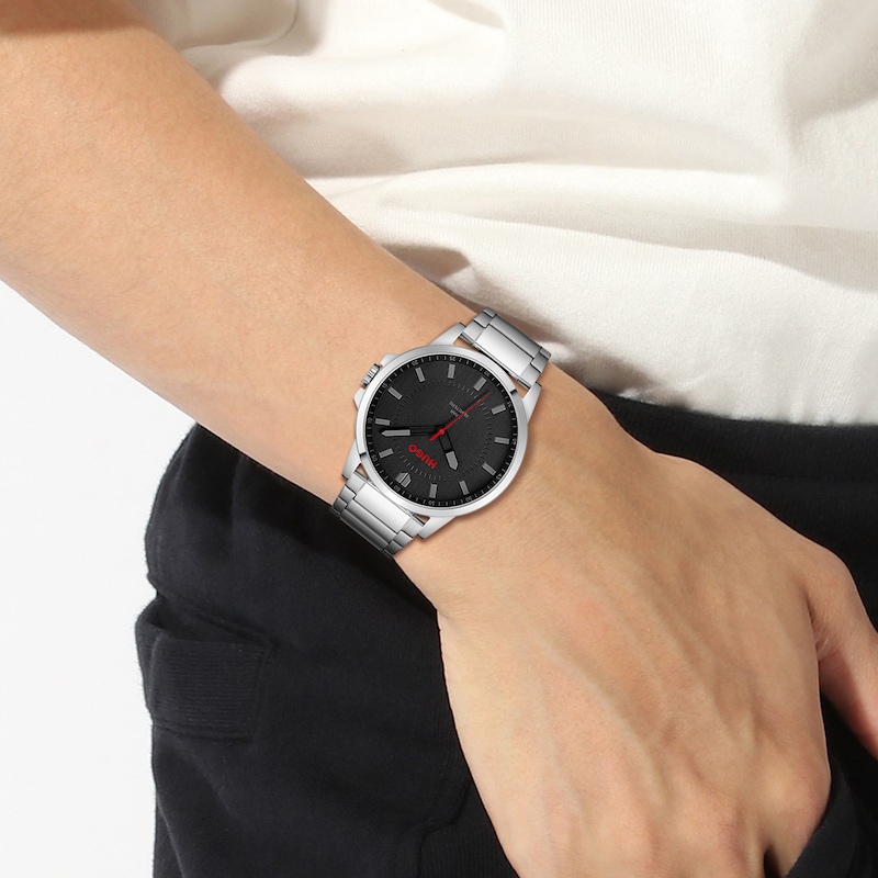 Main Image 4 of HUGO #FIRST Men's Black Dial Stainless Steel Bracelet Watch