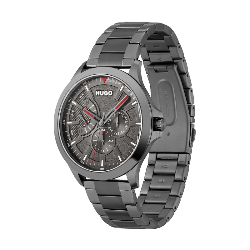 HUGO #LEAP Men's Grey IP Bracelet Watch