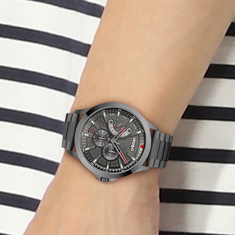 HUGO #LEAP Men's Grey IP Bracelet Watch