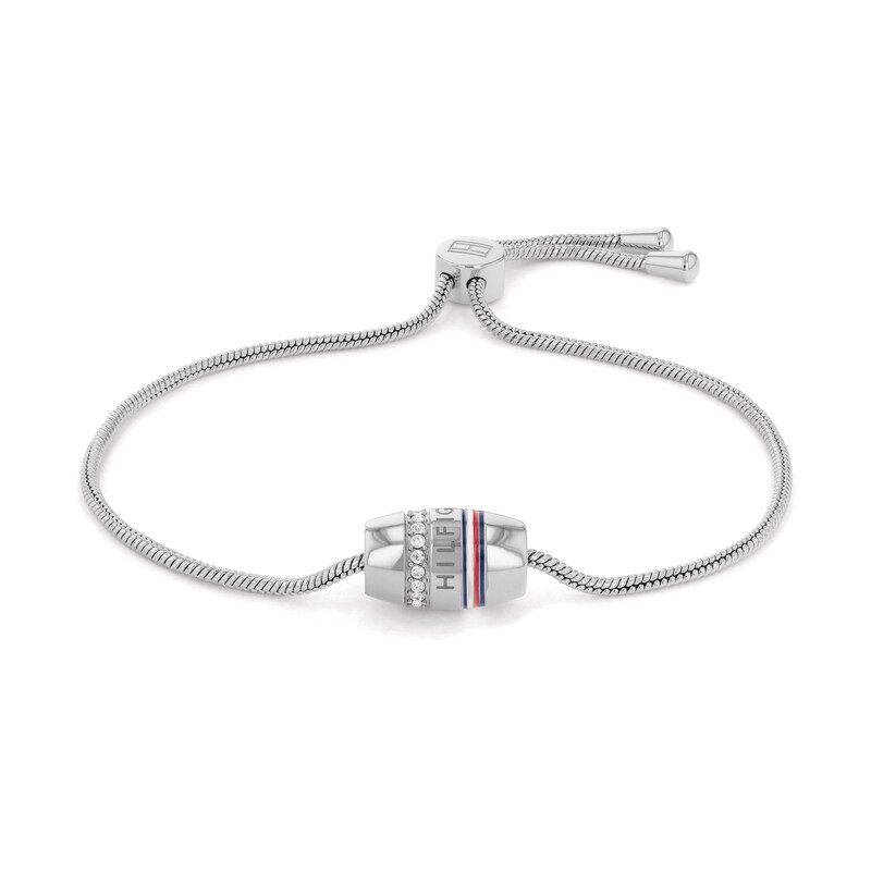 Tommy Hilfiger Stainless Steel Snake Chain Crystal Bracelet | H.Samuel