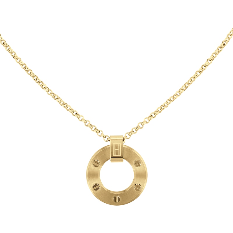 Tommy Hilfiger Yellow Gold Tone Circle Pendant