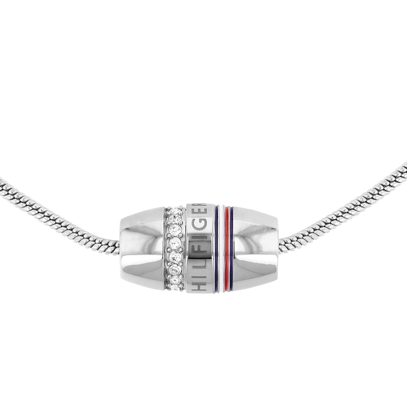 Tommy Hilfiger Stainless Steel Snake Chain Crystal Necklace