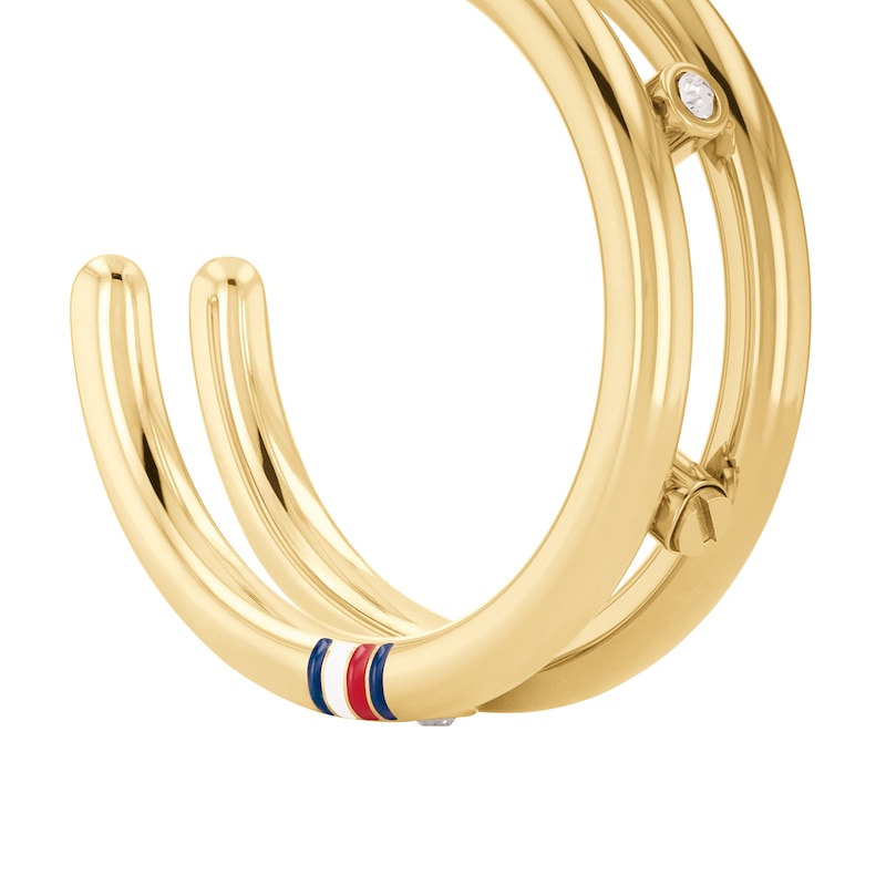 Tommy Hilfiger Yellow Gold Tone Crystal Hoops