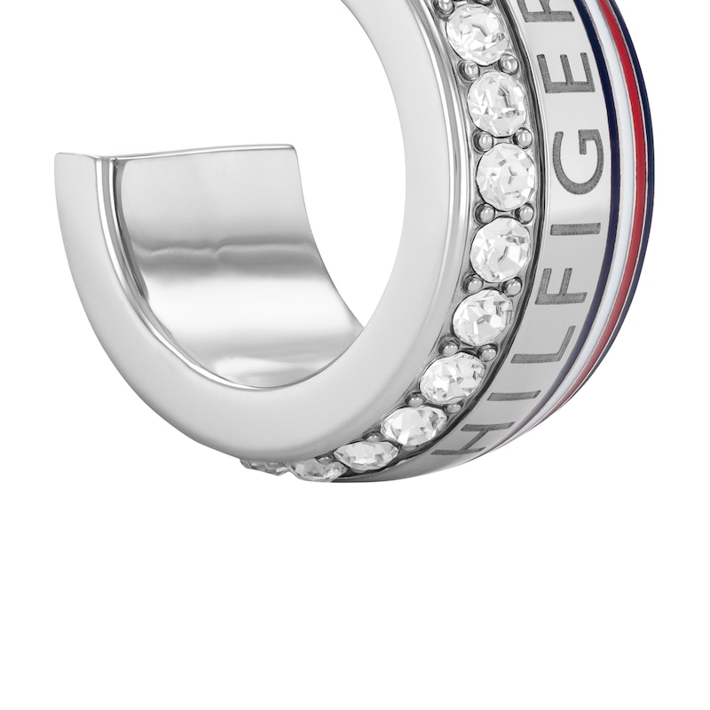 Tommy Hilfiger Stainless Steel Crystal Hoop Earrings