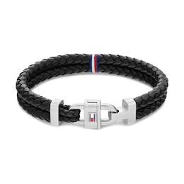Tommy Hilfiger Men's Black Leather Bracelet