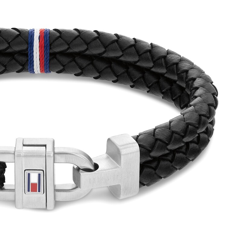 Main Image 2 of Tommy Hilfiger Men's Black Leather Bracelet