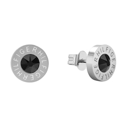 Tommy Hilfiger Men's Stainless Steel Black Crystal Earrings