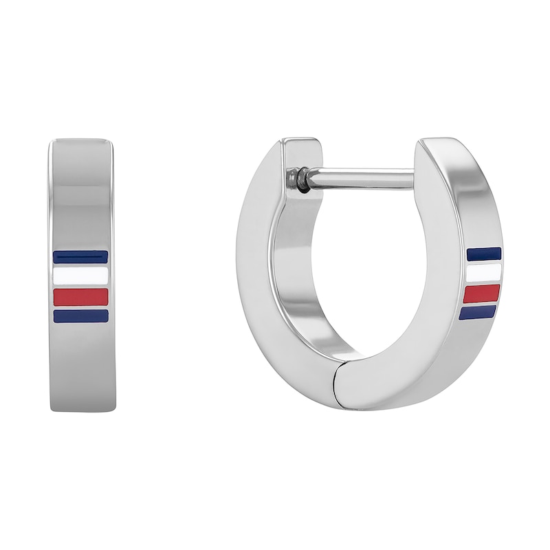 Tommy Hilfiger Men's Stainless Steel Logo Hoops