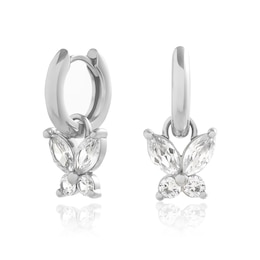 Olivia Burton Sparkle Butterfly Silver Hoop Earrings