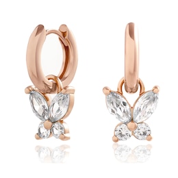 Olivia Burton Sparkle Butterfly Rose Gold Tone Hoop Earrings