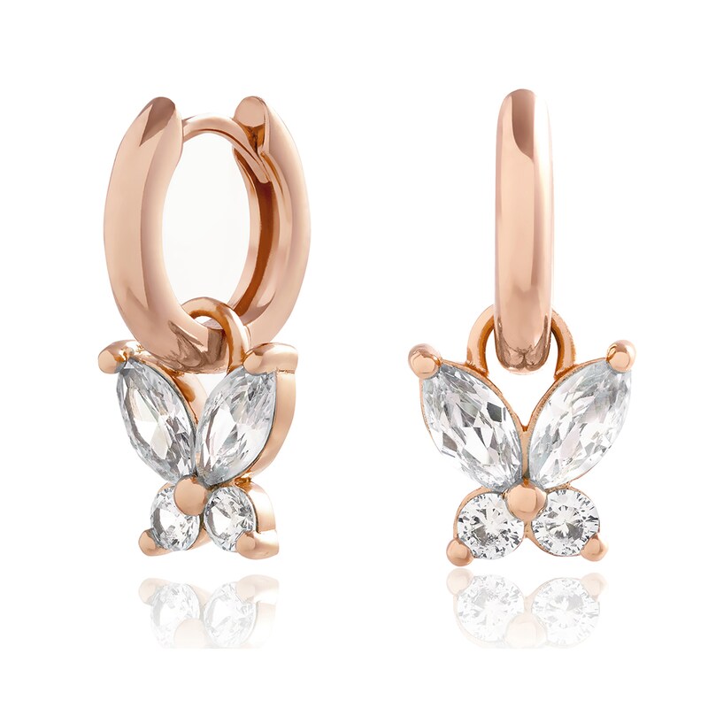 Olivia Burton Sparkle Butterfly Rose Gold Tone Hoop Earrings
