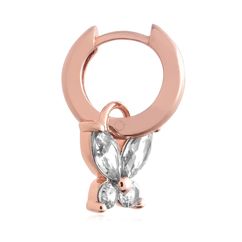 Olivia Burton Sparkle Butterfly Rose Gold Tone Hoop Earrings