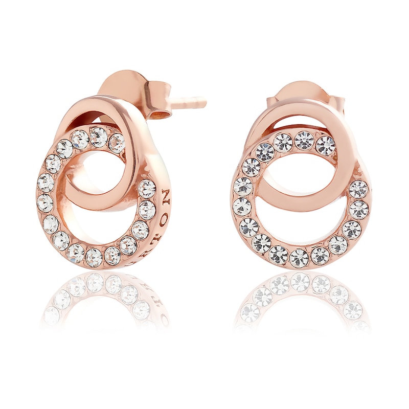 Olivia Burton Classic Interlink Rose Gold Tone Stud Earrings | H.Samuel