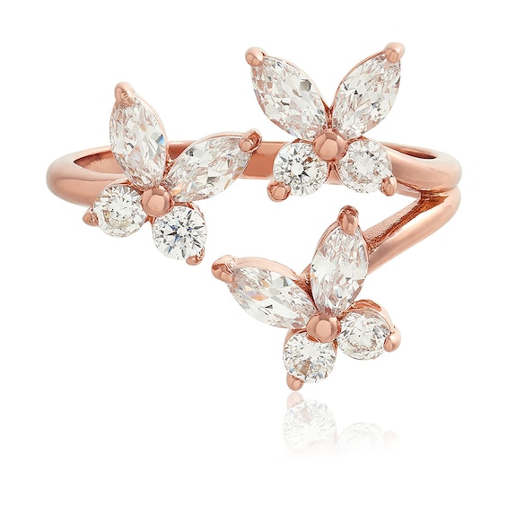 Olivia Burton Rose Gold Marquise Butterfly Ring - Ring Size 54