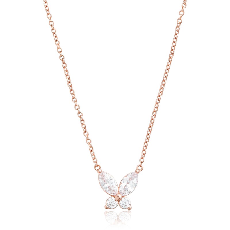 Olivia Burton Sparkle Butterfly Rose Gold Tone Necklace
