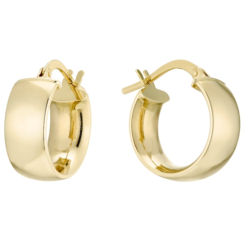 9ct Yellow Gold 10mm Hoop Wide Earrings