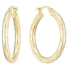 Thumbnail Image 0 of 9ct Yellow Gold Patterned 20mm Hoop Earrings