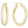 Thumbnail Image 1 of 9ct Yellow Gold Patterned 20mm Hoop Earrings