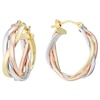 Thumbnail Image 0 of 9ct 3 Colour Gold Braided 15mm Hoop Earrings