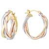 Thumbnail Image 1 of 9ct 3 Colour Gold Braided 15mm Hoop Earrings