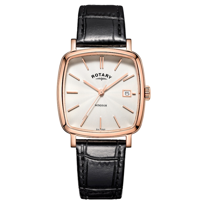 Rotary Men's Windsor Black Leather Strap Watch