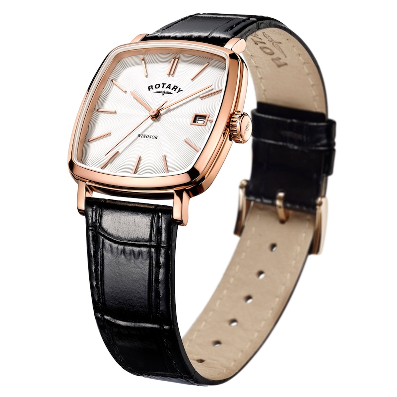 Rotary Men's Windsor Black Leather Strap Watch