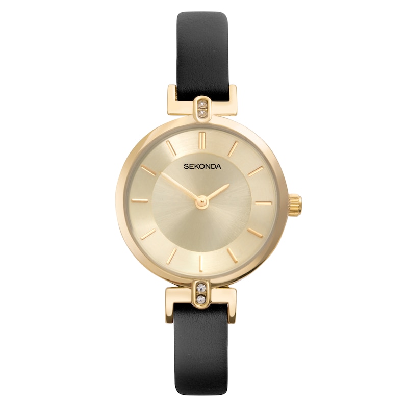 Sekonda Mills Ladies Black Leather Strap Watch