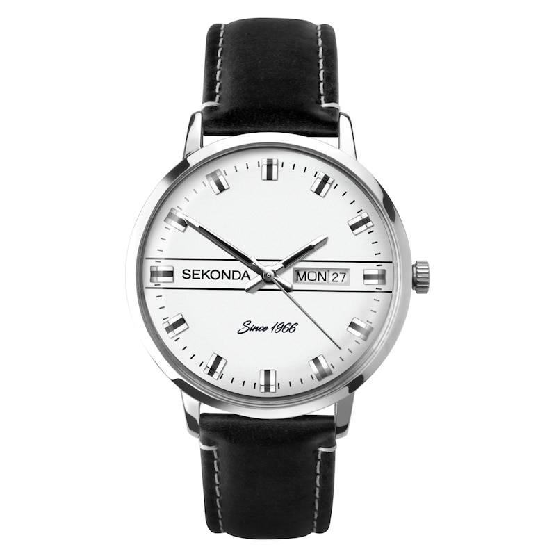 Sekonda 1948 Men's Black Leather Strap Watch