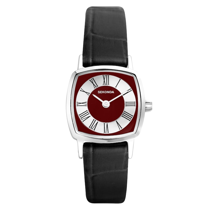 Sekonda 1975 Ladies' Black Leather Strap Watch