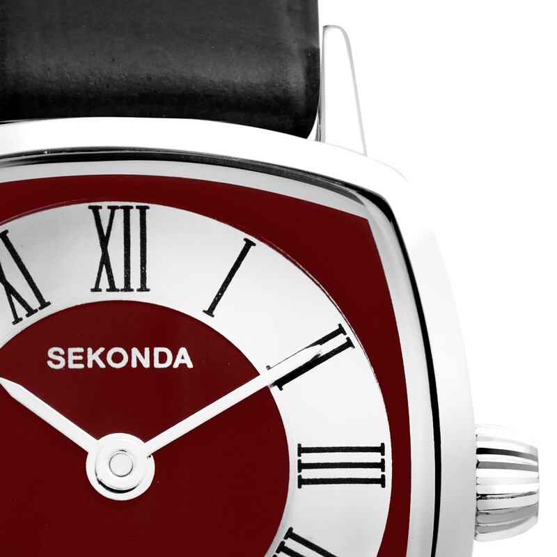 Sekonda 1975 Ladies' Black Leather Strap Watch