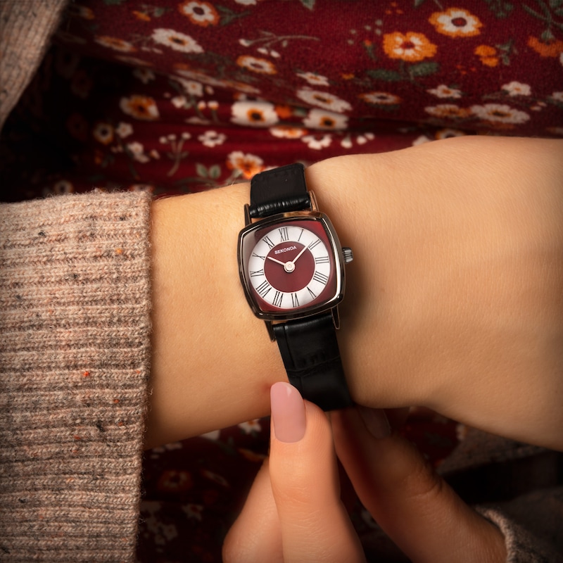 Main Image 5 of Sekonda 1975 Ladies' Black Leather Strap Watch