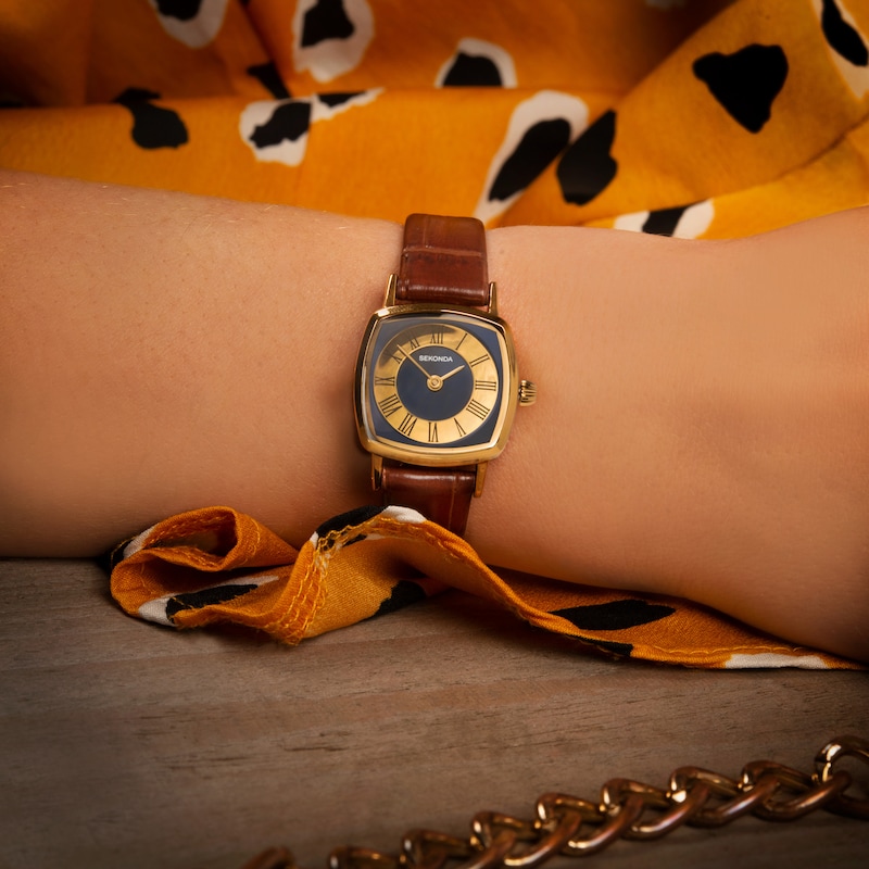 Sekonda 1975 Ladies' Brown Leather Strap Watch