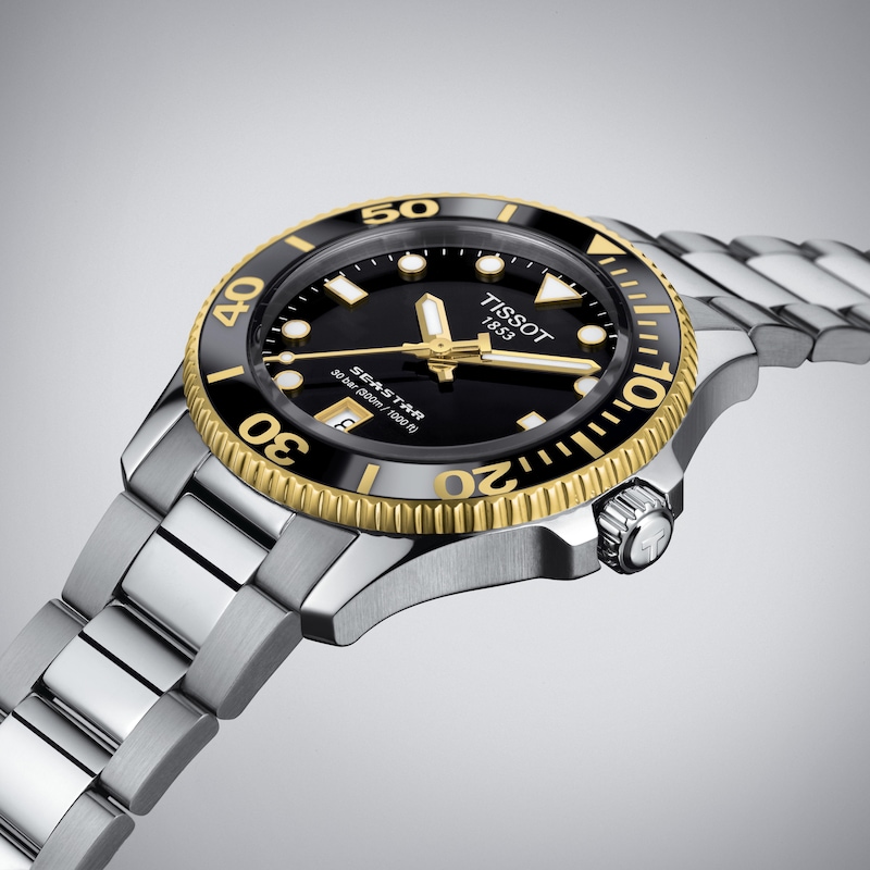 Tissot Seastar 1000 Quartz Black Dial Stainless Steel Bracelet Watch ...